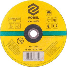 DISC ABRAZIV PENTRU TAIAT PIATRA 230X3.2X22 MM (cod: 08674)