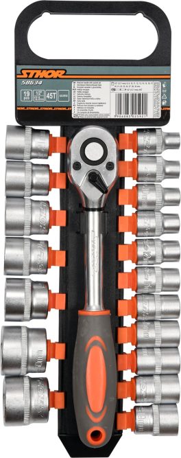 Set 18 chei tubulare și antrenor 1/2" (cod: 58634)