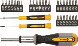 Set surubelniță cu clichet + biți 31 buc (cod: 64655)