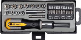 Set surubelniță cu clichet + biți 36 buc (cod: 64660)