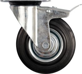 Roată pivotantă cu opritor din cauciuc negru 75 x 23 x 97 mm (cod: 87321)