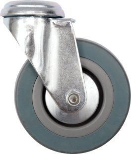 ROTUL pivotant cu găuri pentru șuruburi cu cauciuc gri100Roată pivotantă de 100 mm cu cauciuc (cod: 87373)