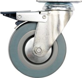 Roată pivotantă125mm cauciuc gri cu frână (cod: 87384)