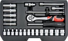 Trusă chei tubulare 1/4 25 piese (cod: YT-14461) (cod: YT-14461)