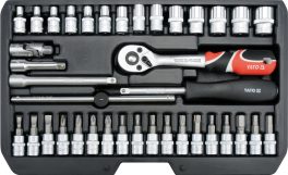 Trusă tubulare + antrenor 1/4" 38 buc CR-V (cod: YT-14471) (cod: YT-14471)