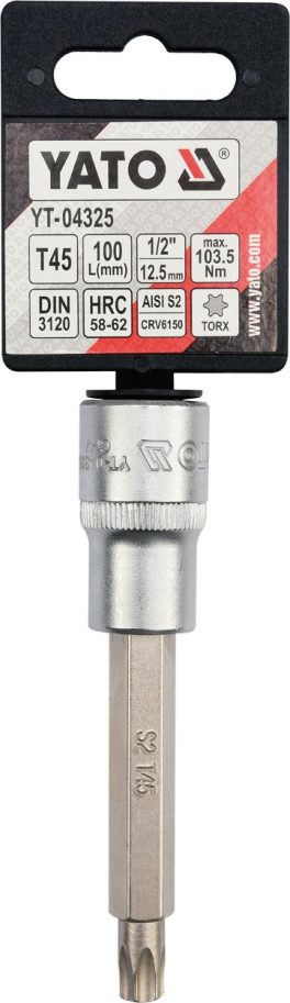 ADAPTATOR BIT TORX CU 1/2", T45,100MM (cod: YT-04325) - imagine 3