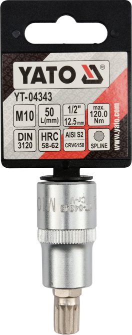 BIT SPLINE M10, ADAPTATOR CU 1/2", 55MM (cod: YT-04343) - imagine 3