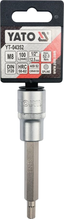 ADAPTATOR BIT SPLINE CU 1/2", M8,100MM (cod: YT-04352) - imagine 3