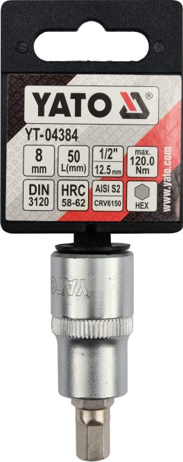 Bit hex 8 mm cu adaptor 1/2" 55 mm (cod: YT-04384) - imagine 3