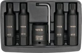 SET 6 CHEI TUBULARE DE IMPACT CU BIT '' SPLINE '' M12-M18 3 / 4''X22 MM CR-MO (cod: YT-1157) (cod: YT-1157)