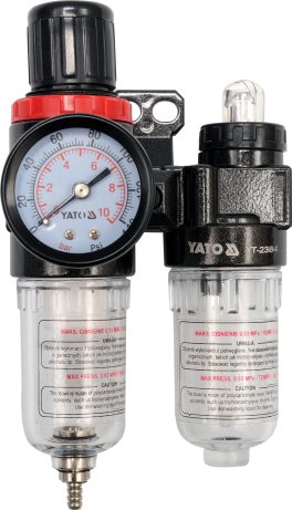 FILTRU CU REDUCTOR SI MANOMETR 1/4'' 25CM3 + RESERVOR ULEI 15CM3 (cod: YT-2384) (cod: YT-2384)