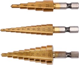 Set 3 burghie în trepte 3 - 20 mm, 1/4" (cod: YT-44731) - imagine 2