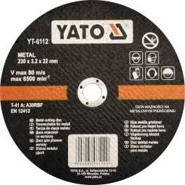 DISC TAIAT METAL 230X3.2X22 MM (cod: YT-6112)