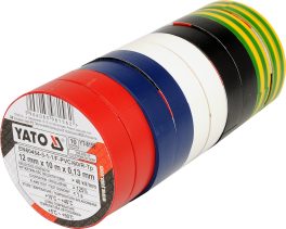 Set 10 buc bandă izolatoare PVC 12 mm x 10 m x 0.13 mm (cod: YT-8156)